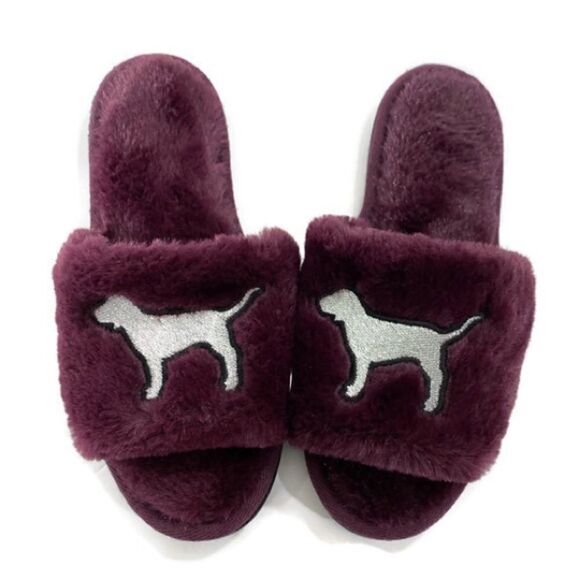 Victoria's Secret PINK Dog Fluffy Slides Slippers - Picture 2 of 4